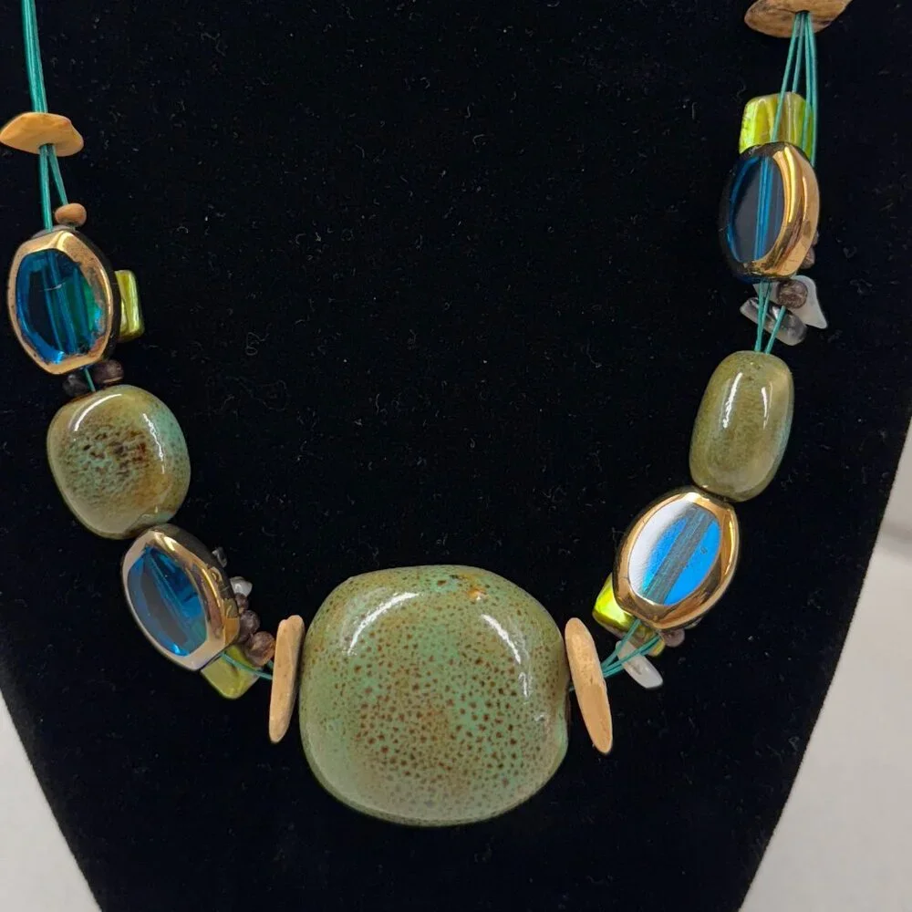 Artisan Mixed Materials Necklace Beachy Vibe